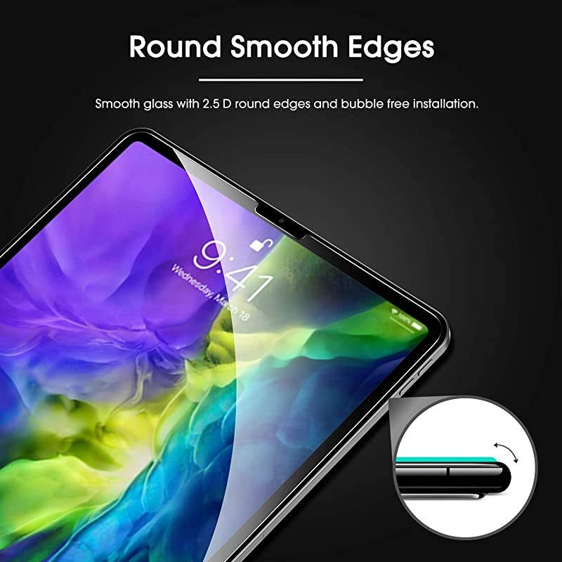 3Pack Screen Protector for iPad Pro 11 2020 2018 1st and 2nd Generation Work with Face ID amp Apple Pencil Tempered GlassHigh Definition 9H Hardness