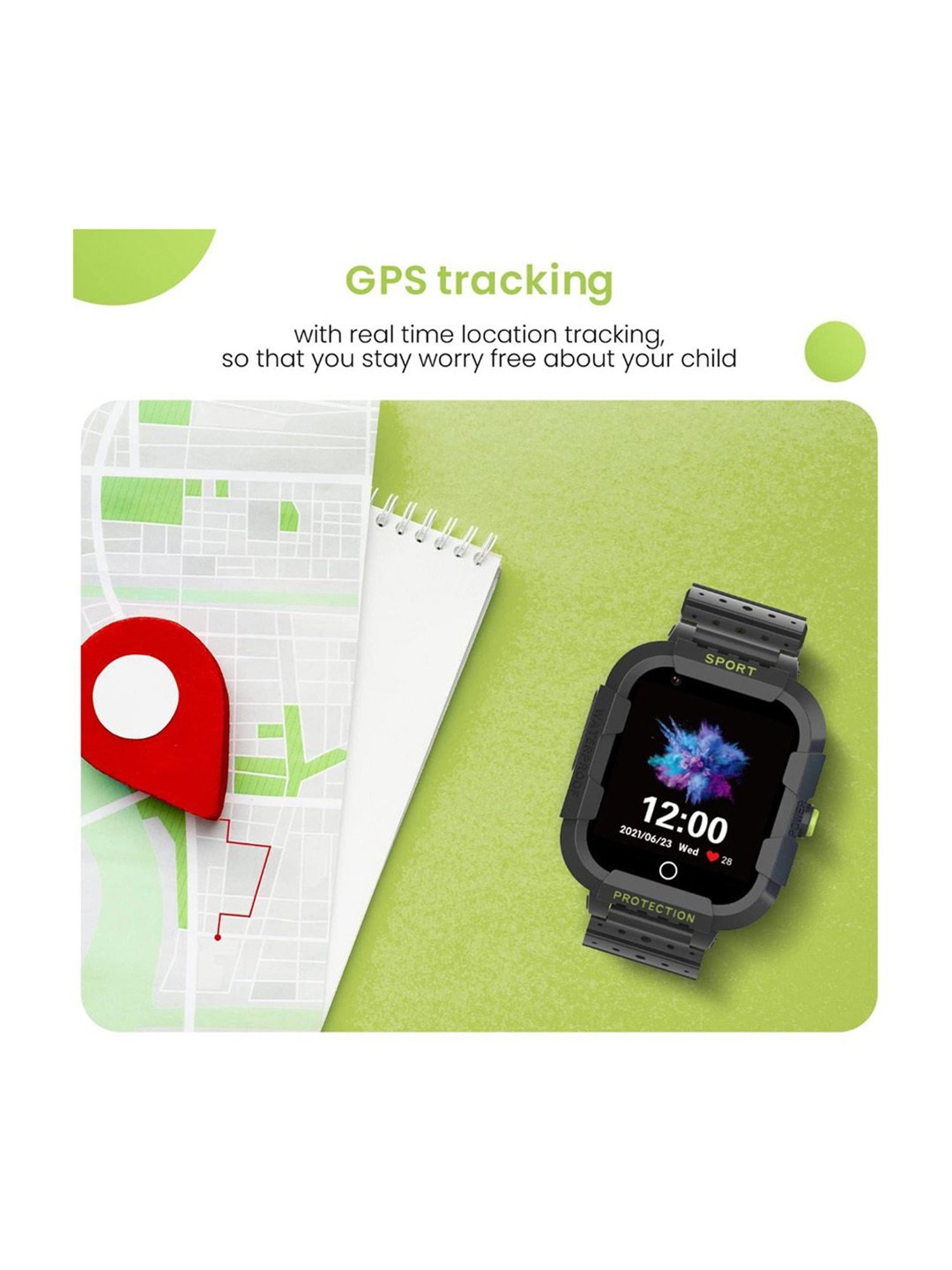 Turet Gator 2.0 Kids GPS Tracker LTE Smartwatch for Kids with Voice & Video Call (Black)