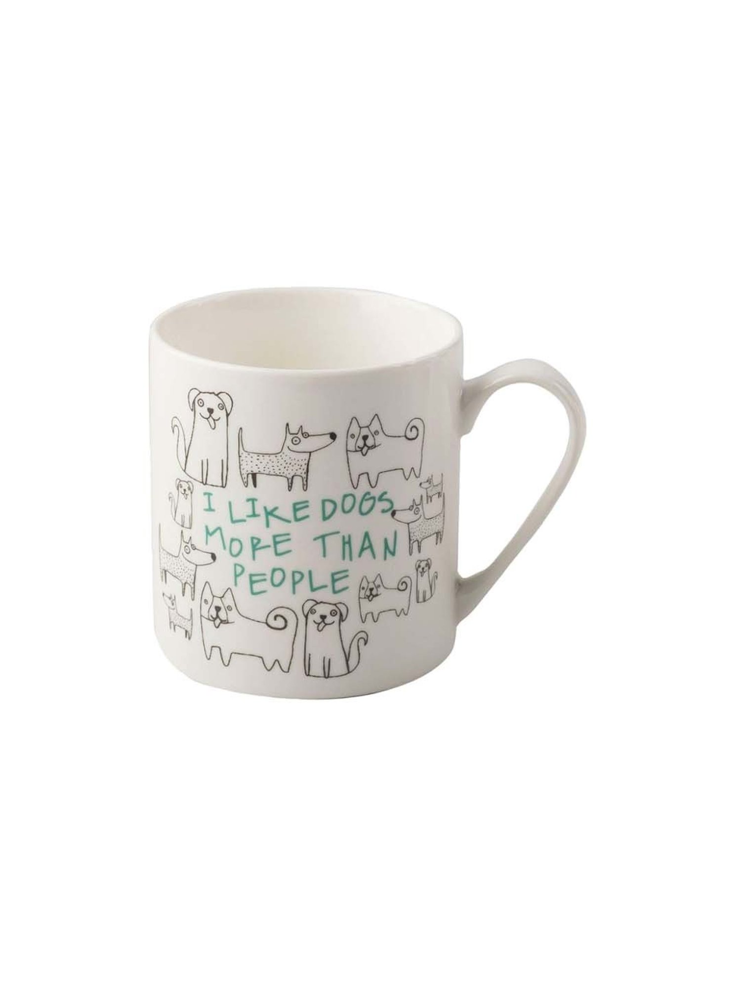 KitchenCraft White Ceramic Home Cat Can Mug (0.31 L) - Set of 2