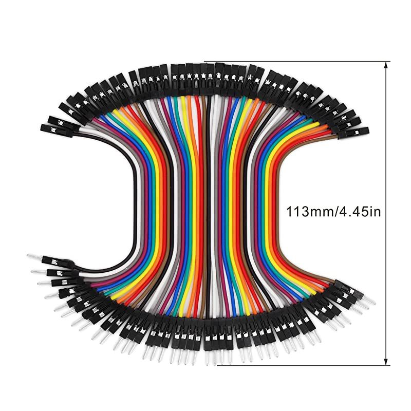 80 Piece Male to Female 4 and 8 Inch Solderless Ribbon Dupont-Compatible Jumper Wires for Breadboard Prototyping