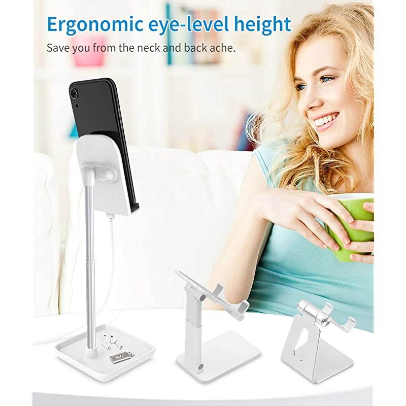 Cell Phone Stand Height Angle Adjustable Phone Stand Desktop Sturdy Aluminum Metal Phone HolderCompatible with iPhoneiPadKindleMobile PhoneTablet413in