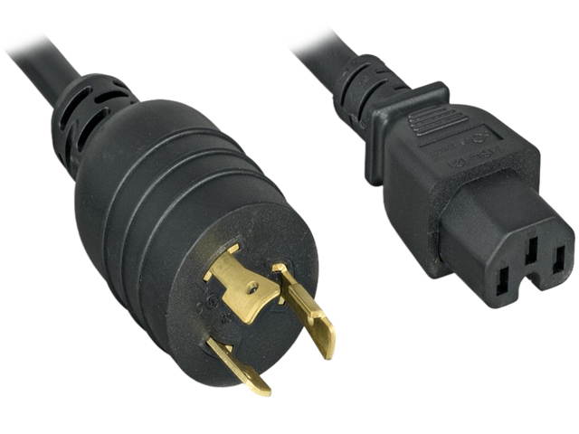 Nippon Labs L6-20P / C15 High Voltage / High Current Power Cord, NEMA L6-20P to IEC-60320-C15, SJT, 14 AWG., 15A, 250V, Black 6 ft. Power Cable