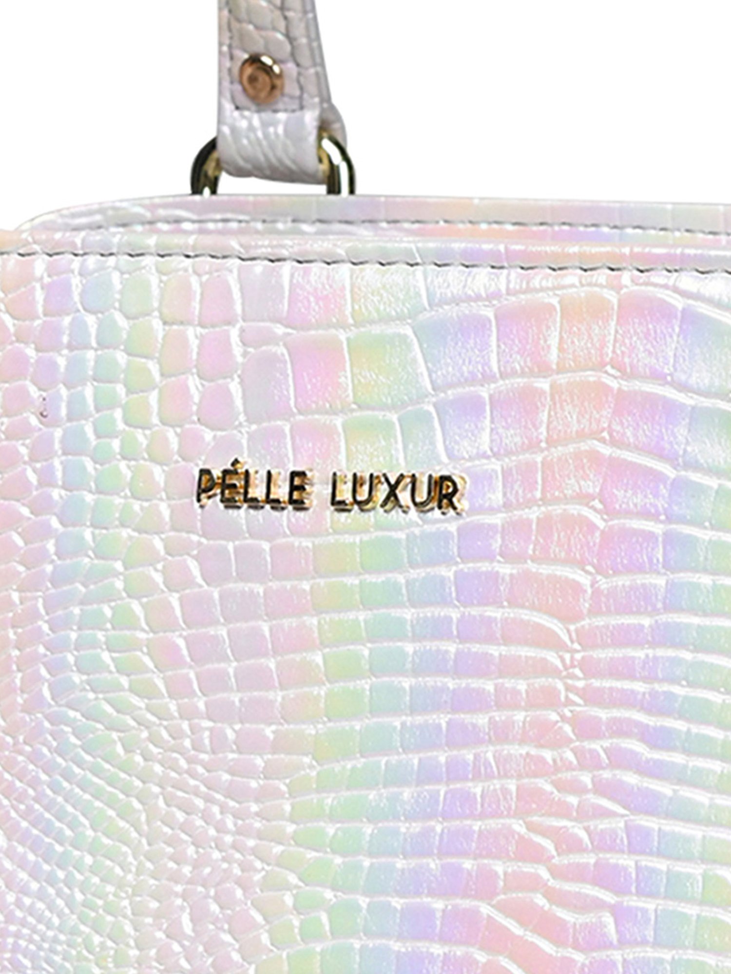 PELLE LUXUR White Animal Effect Medium Satchel