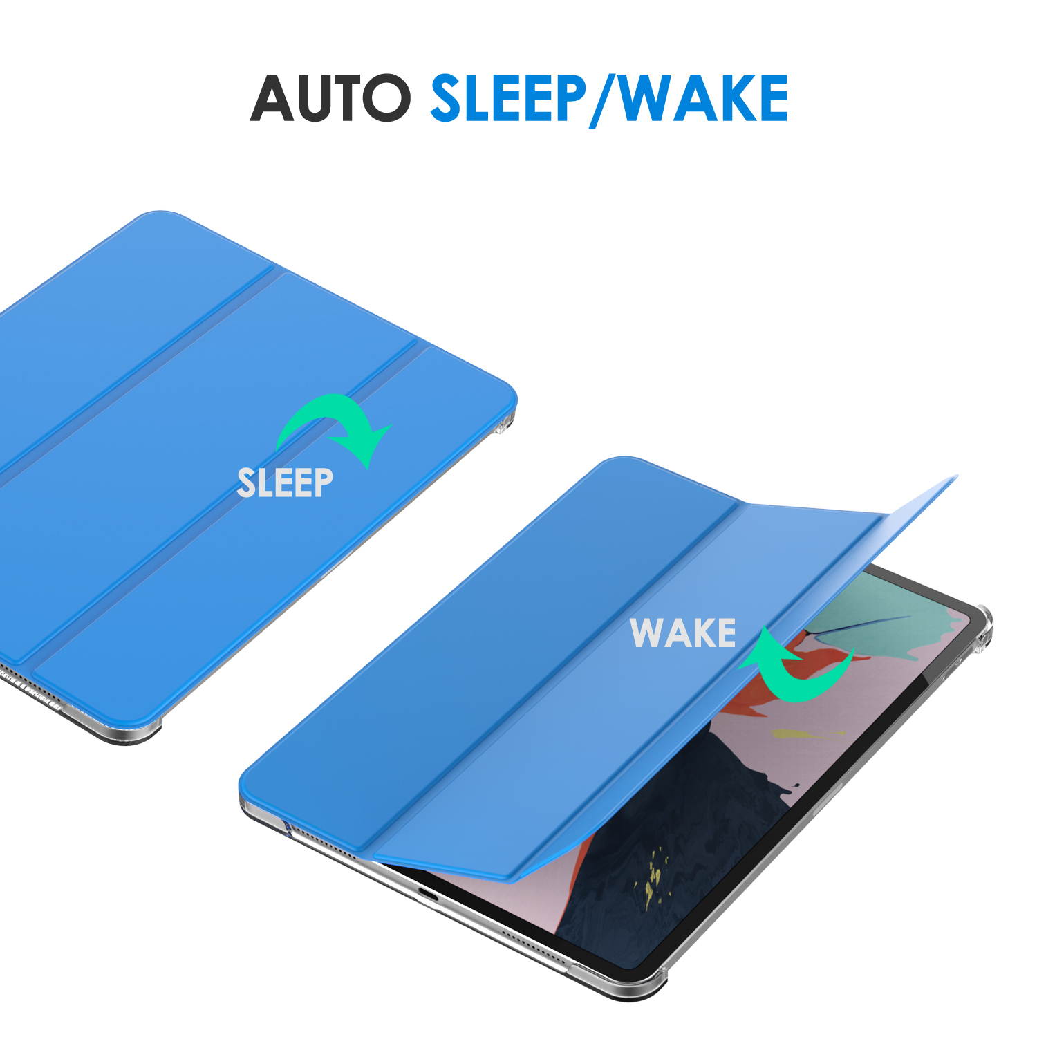 For iPad Pro 12.9-inch Smart Case Shell, Trifold Sleep-Wake Feature