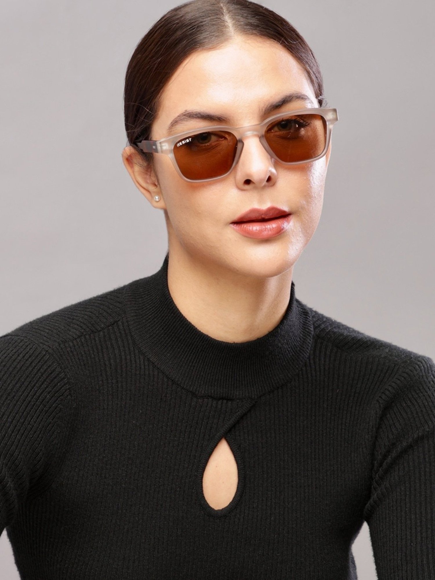 Resist Eyewear Brown Wayfarer Polarized Unisex Sunglasses