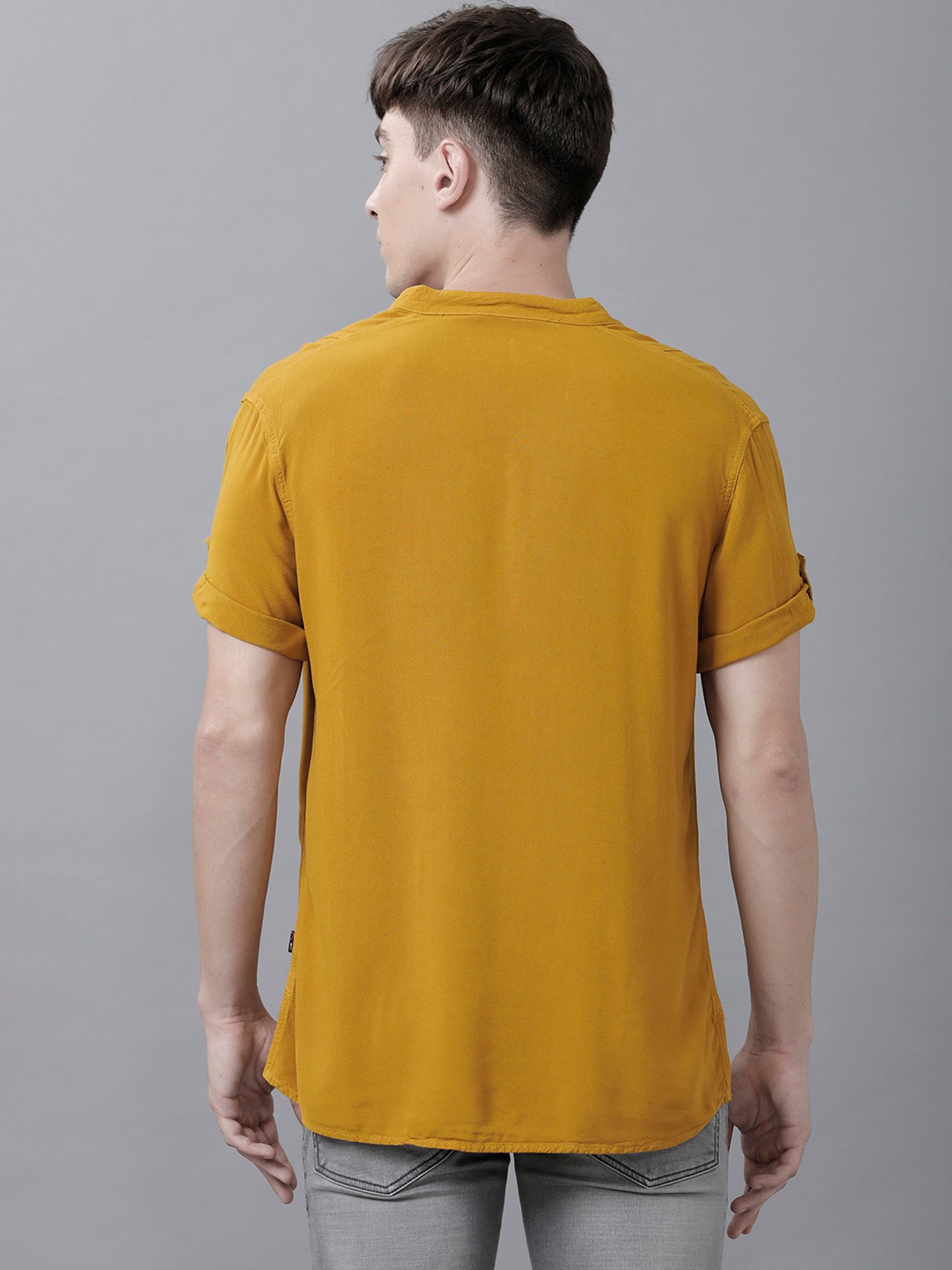 Identiti Mustard V Neck Short Kurta