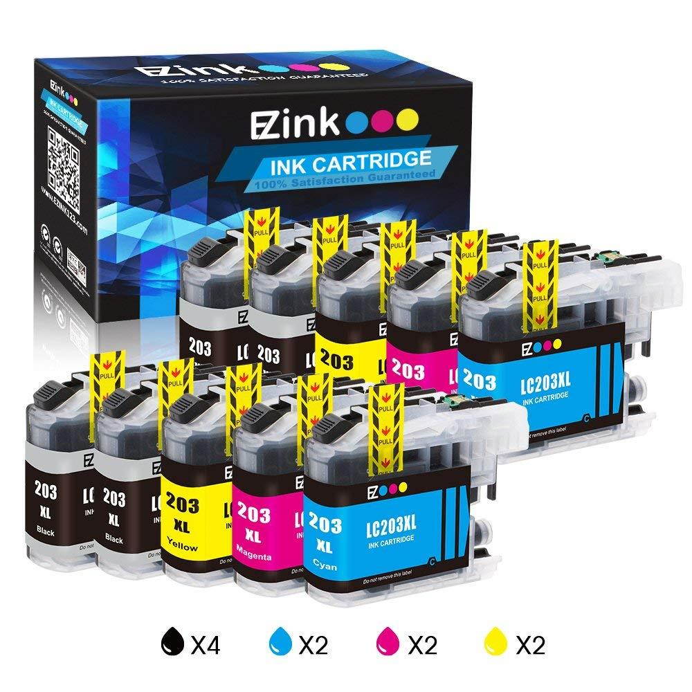 E-Z Ink(TM) Compatible Ink Cartridge Replacement for Brother LC203XL LC203 XL to use with MFC-J460DW MFC-J680DW MFC-J880DW MFC-J4420DW MFC-J480DW (4 Black, 2 Cyan, 2 Magenta, 2 Yellow, 10 Pack)
