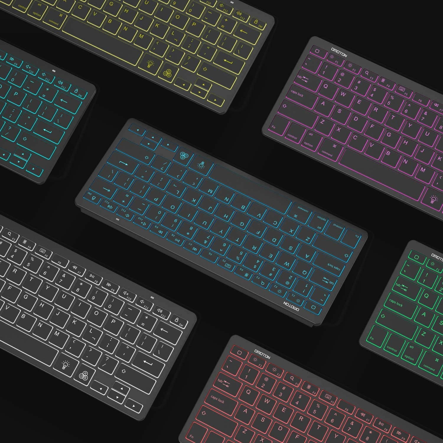 Bluetooth Keyboard for iPad, OMOTON Wireless Keyboard (7-Color Backlit & Rechargeable & Portable) for iPad/iPad Air/iPad Pro/iPad Mini, Black