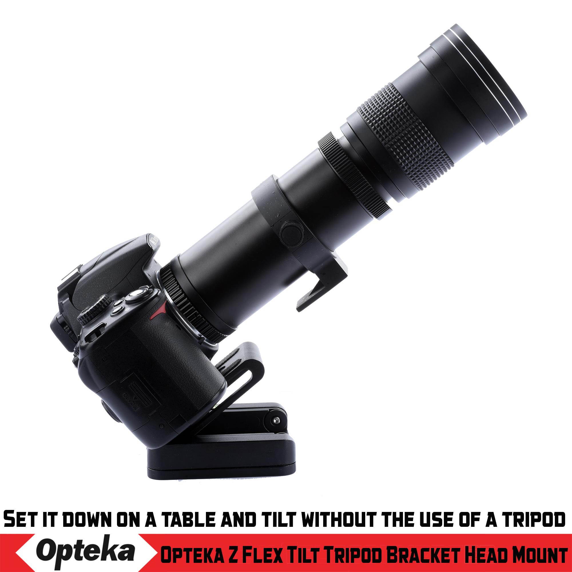 Opteka Z Flex Tilt Aluminum Alloy Tripod Head Bracket with Bubble Level for Canon, Fuji, Nikon, Olympus, Pentax and Sony Cameras or Camcorders