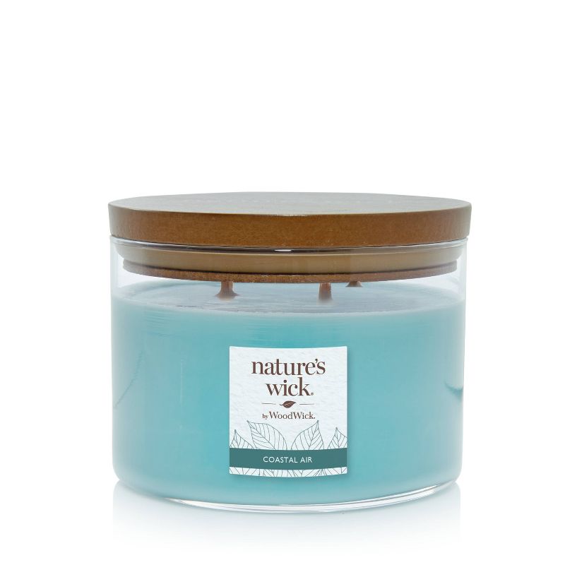 18oz Lidded Glass Jar Crackling Wooden 3-Wick Coastal Air Candle - Nature's Wick