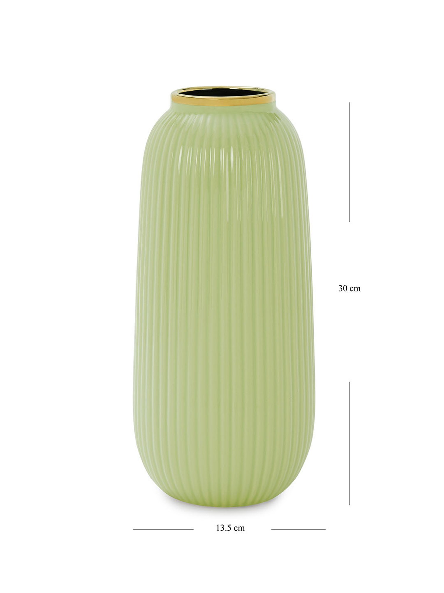 Pure Home and Living Green Ceramic Ribbed Vase
