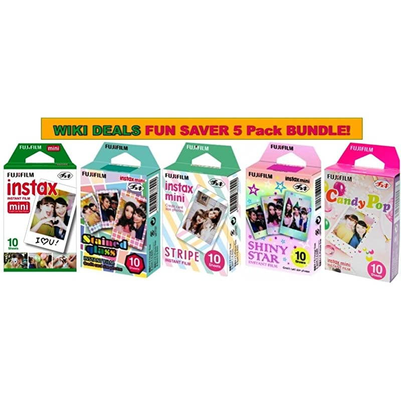 Instax Mini Instant Film Bundle Candy Pop Stained Glass Stripe Shiny Star Single Pack 50 Sheets