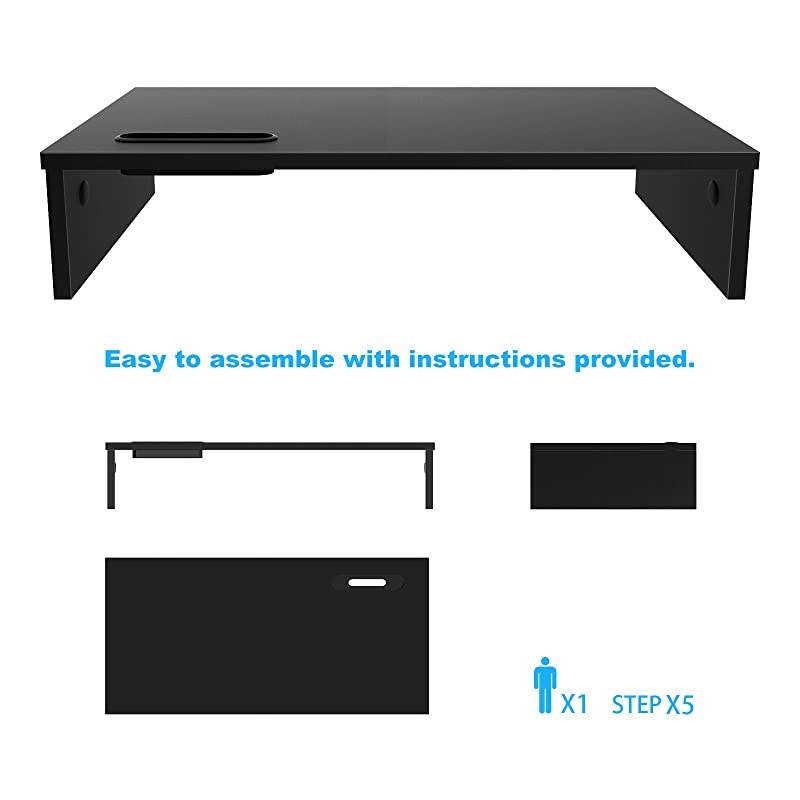 Monitor Stand Riser 213 Inch Wood Monitor Riser Stand with Storage Organizer Desktop Ergonomic Monitor Stand Riser with Cellphone Holder and Cable Management Black