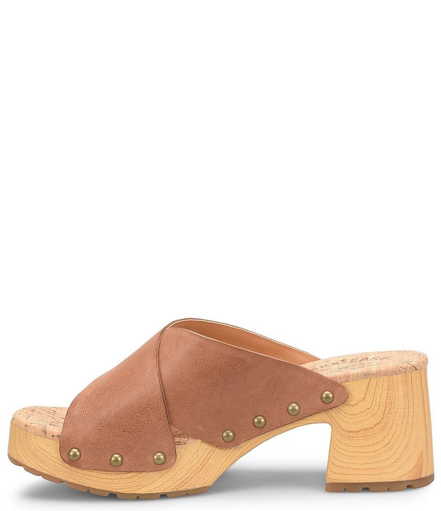 Kork-Ease Tatum Leather Wood Heel Platform Slide Sandals