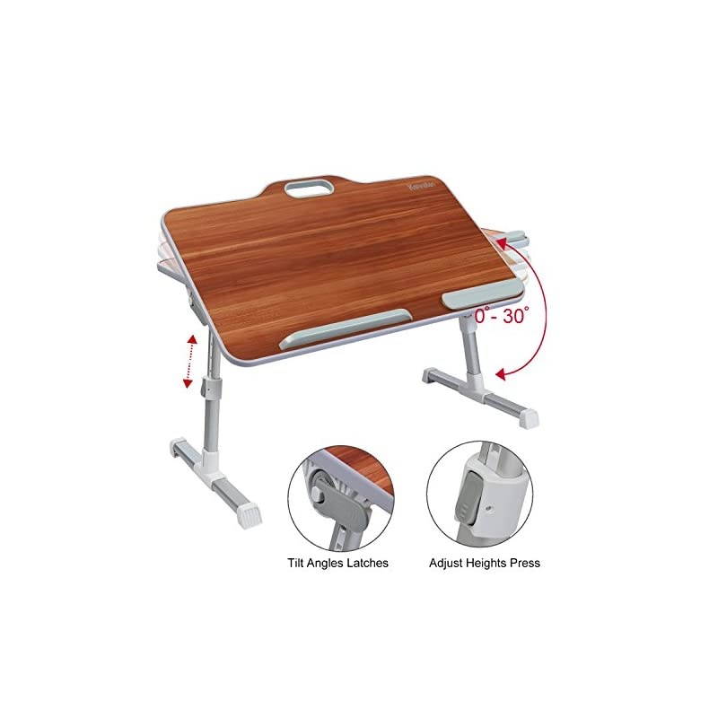 Laptop Stand  Foldable Laptop Table wTop Handle Adjustable Height Desk Serving Tray on Couch Standing Dining Table on Sofa Ideal for Reading Working Studying American CherryLarge