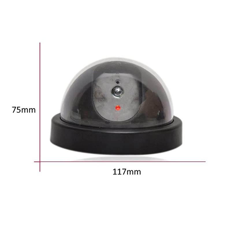 Camera,Dummy Security Camera w/Flashing Red Light for Night, Dome Camera CCTV Surveillance System with Realistic Look Recording LEDs 2 Pack (Black)