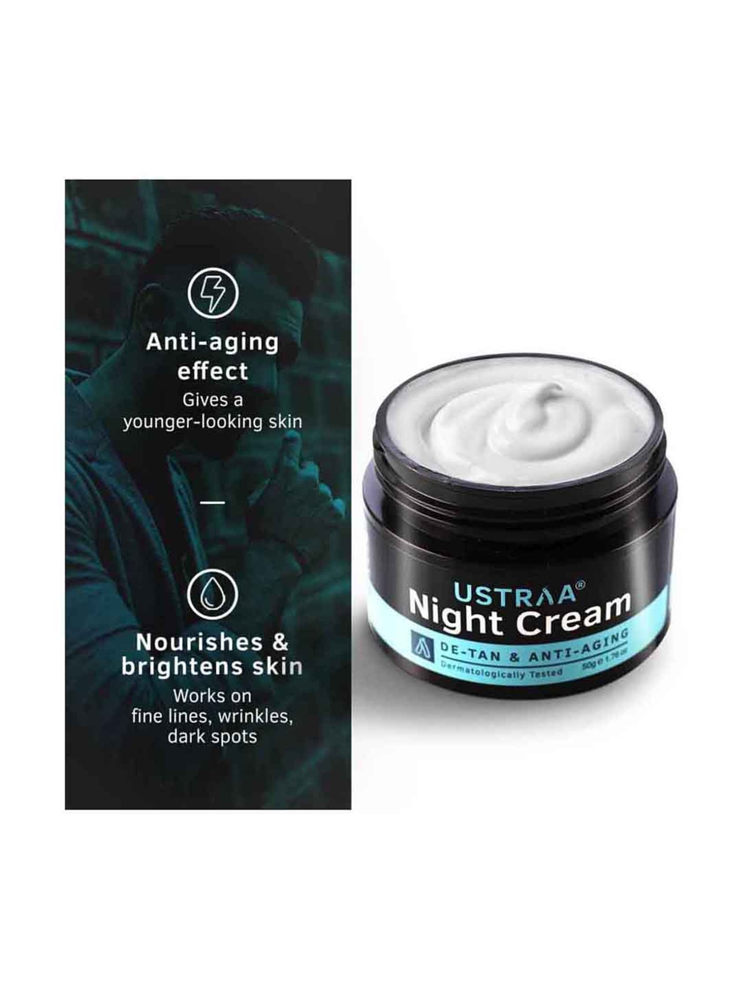 Ustraa Night Cream - De-tan and Anti-aging - 50 gm & Face Wash For Oily Skin - 200 gm