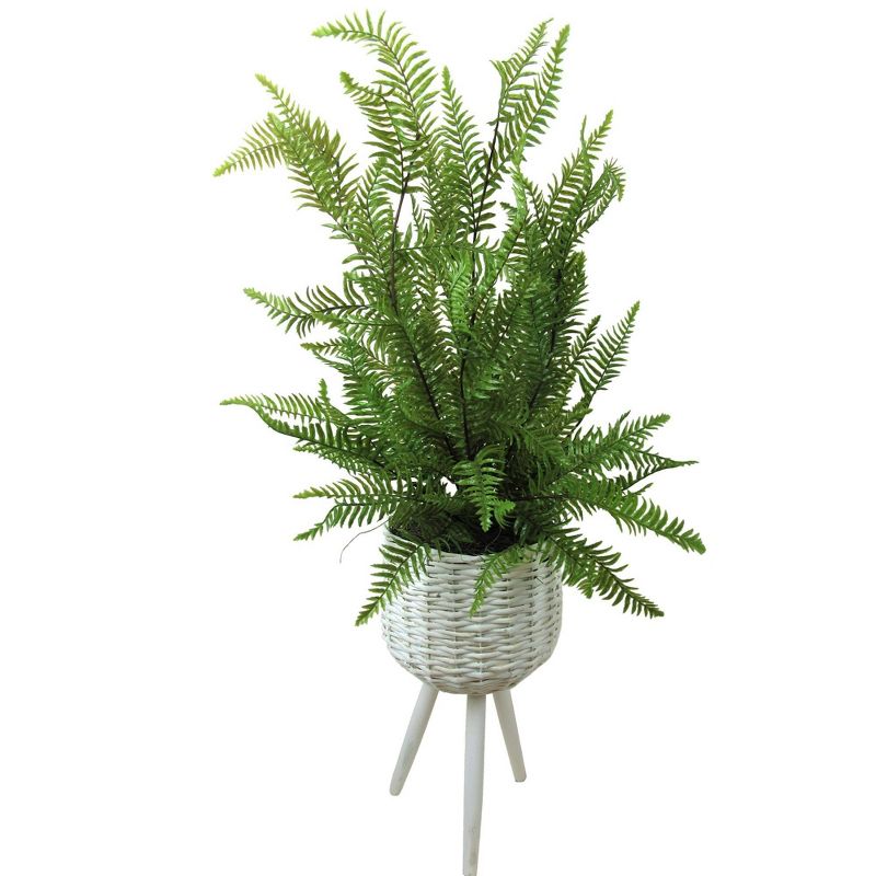 46" x 18" Artificial Sword Fern Plant in Basket Stand - LCG Florals