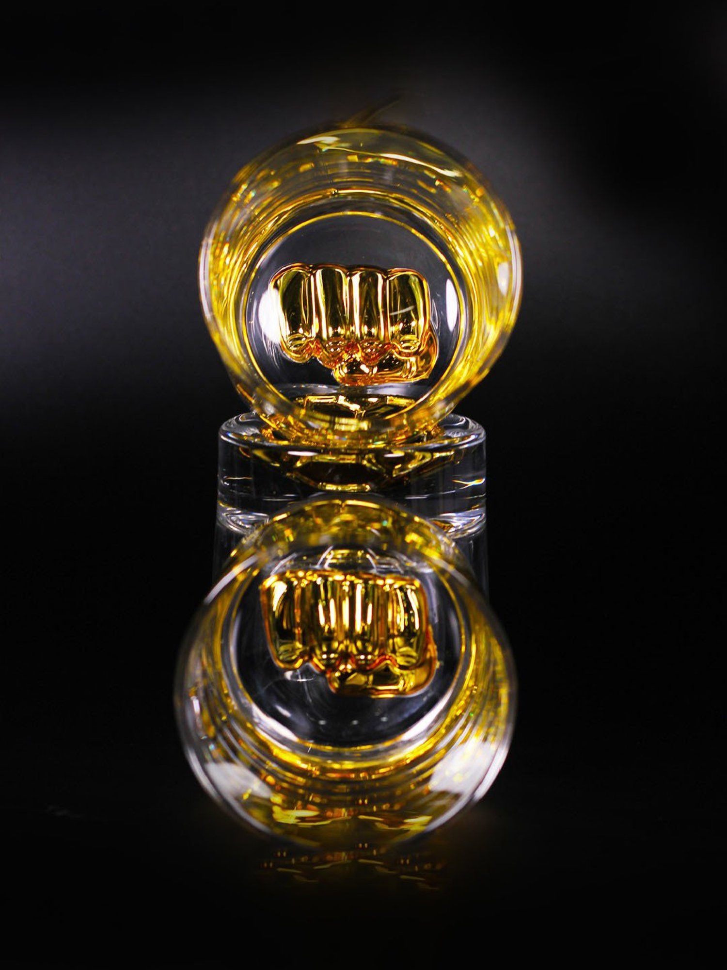 Melbify Gold Boxing Transparent Whiskey Glass 300ml - Set of 2