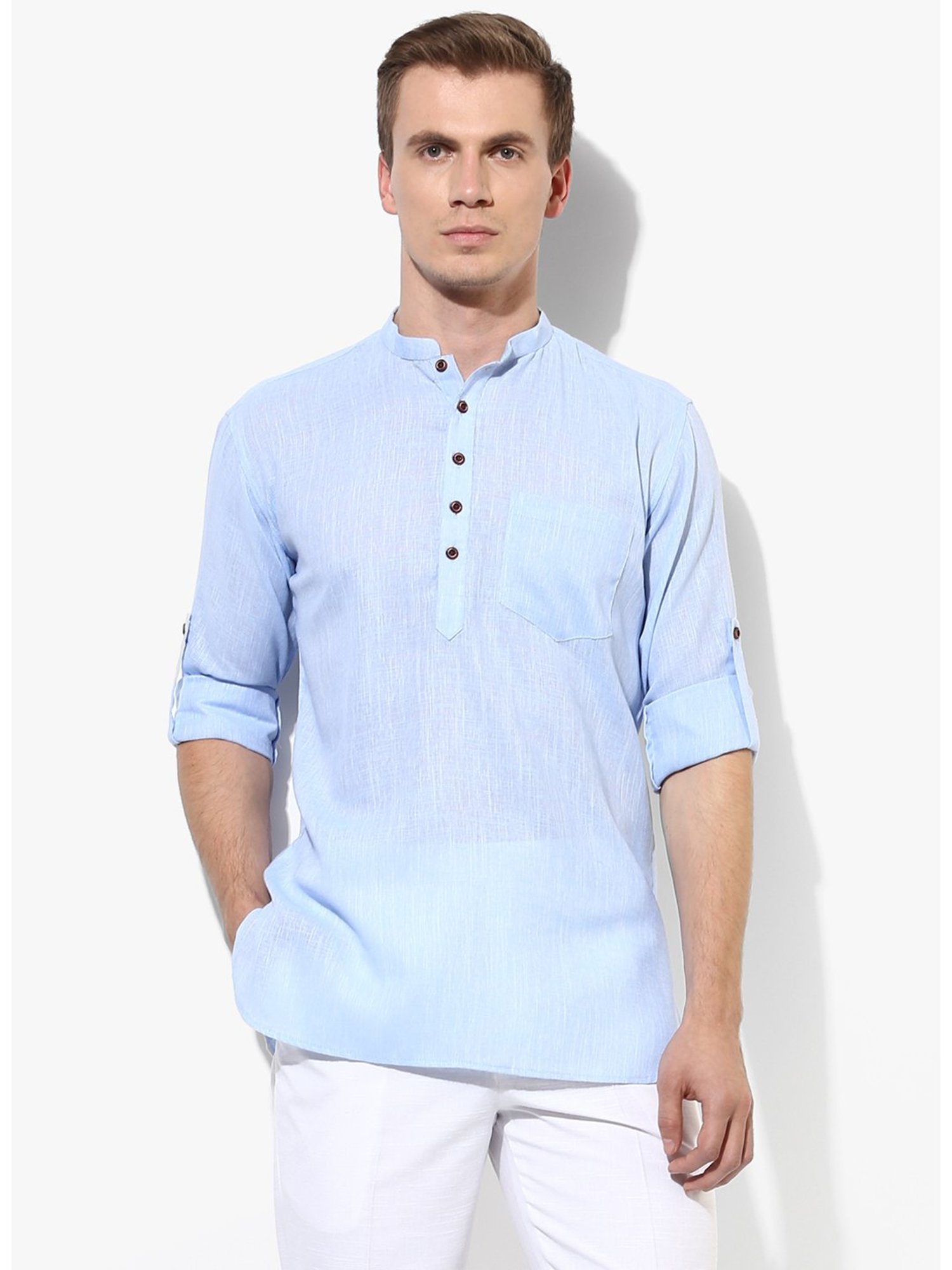 Manthan Fawn & White Regular Fit Kurta