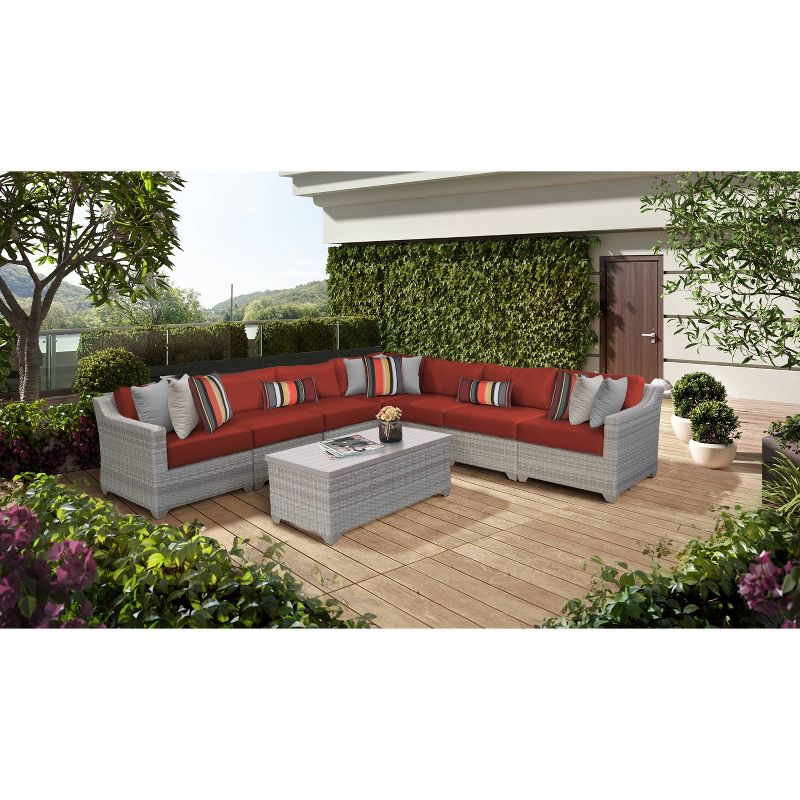 8pc Patio Sectional Seating Set with Cushions - Terracotta - TK Classics