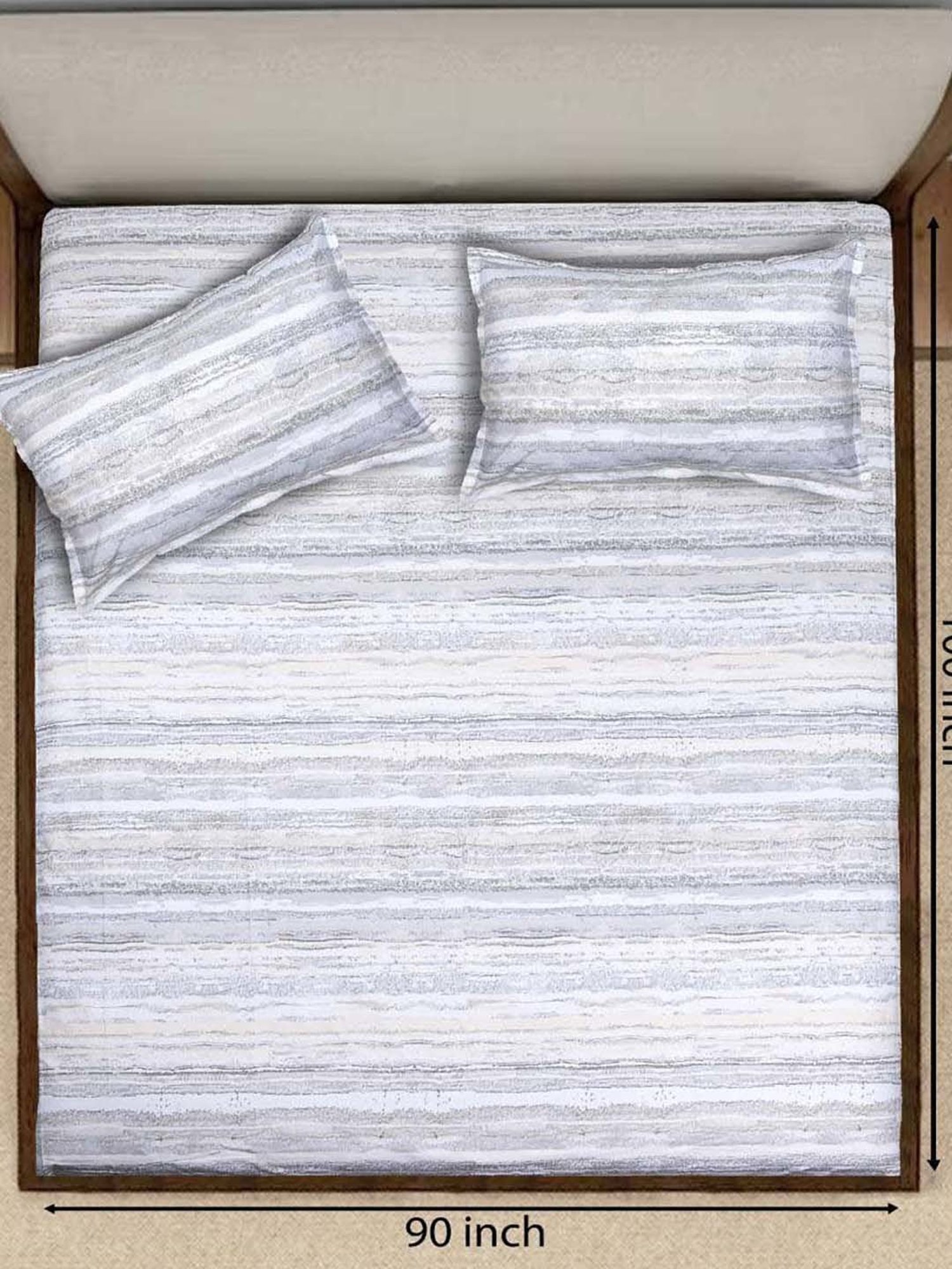 Saral Home Easy Living Grey Microfiber 200 TC Rive Soft King Bed Sheet With Pillow Covers