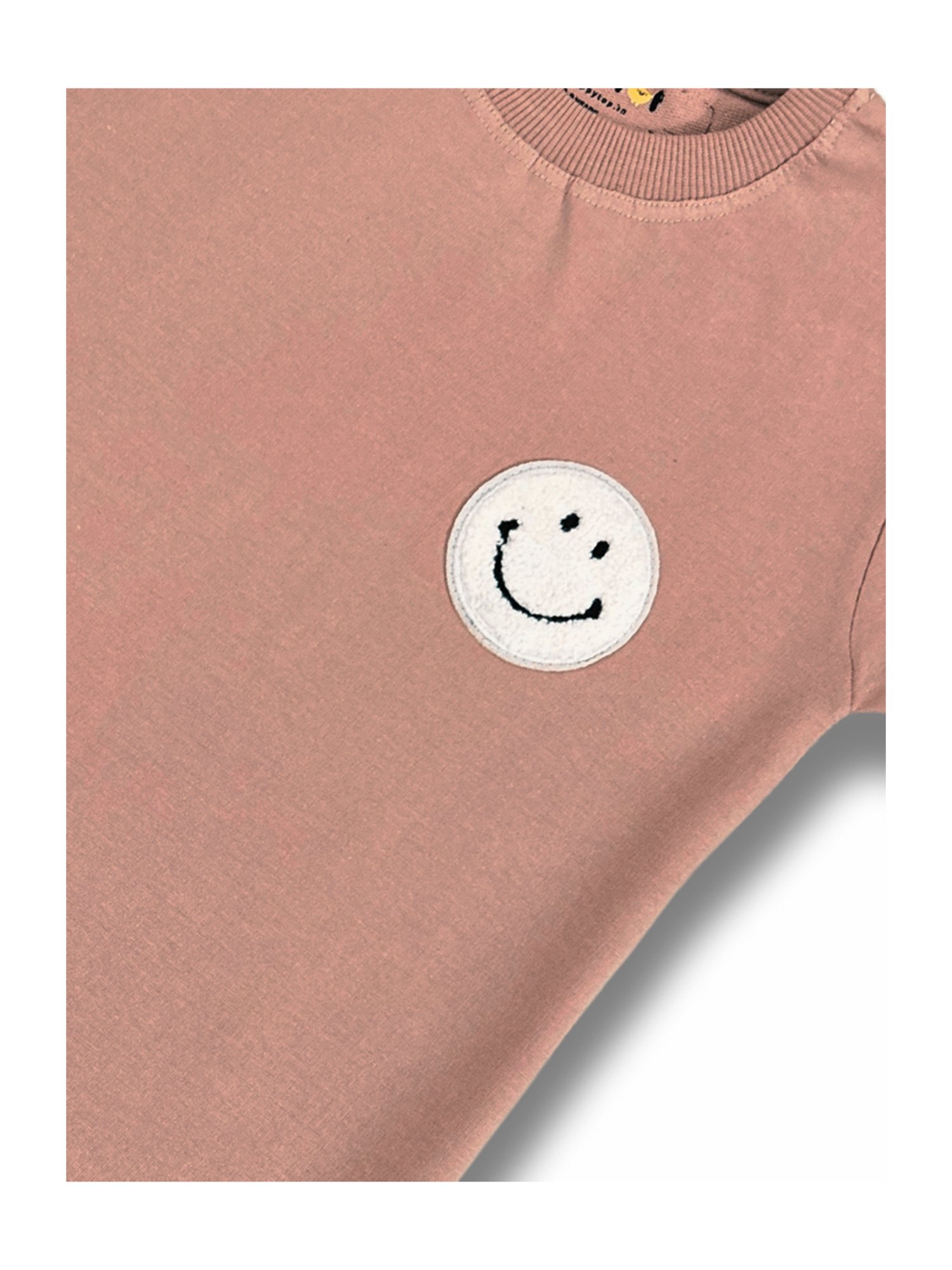 Tippy Top Kids Beige Self Design T-Shirt