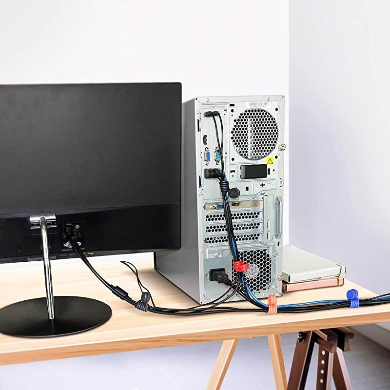 Reusable Silicone Magnetic Cable Ties/Magnetic Twist Ties for Bundling or Organizing Cables/Cords, Hanging or Holding Stuff (10 Colors-20 Pack)