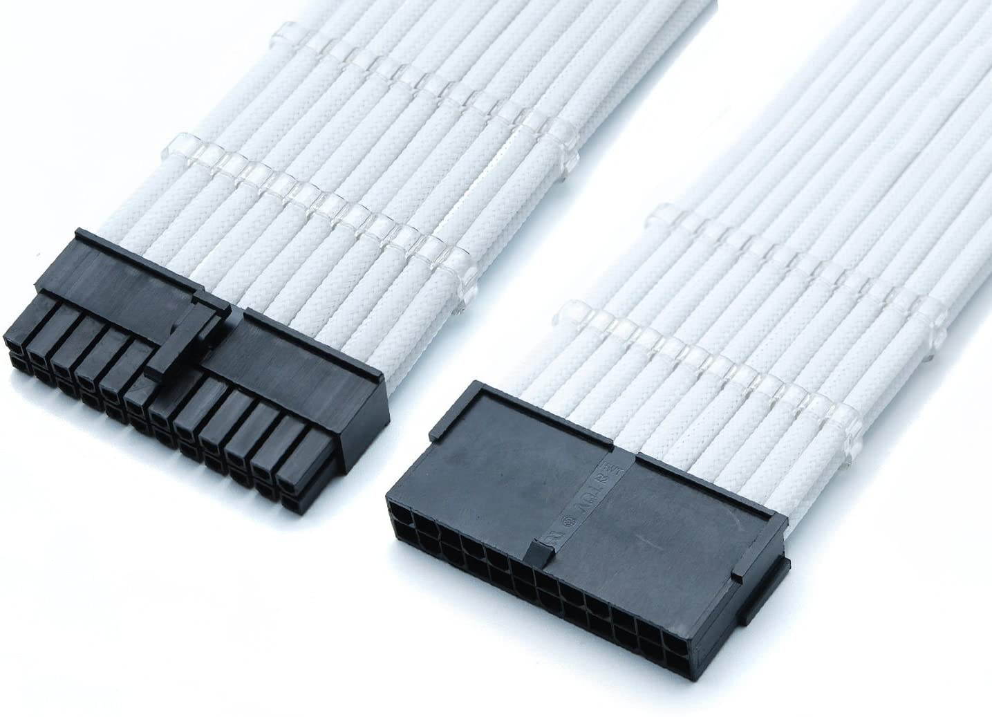 Sleeved Cable - Cable Extension for Power Supply with Extra-Sleeved 24-PIN 6-PIN 4+4 PIN 500mm Length with Combs,Green(19.7 inch/50CM),SC503