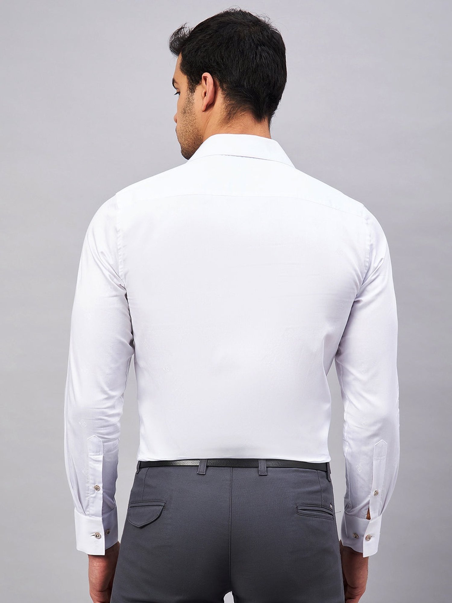 Louis Stitch White Cotton Regular Fit Printed Shirt