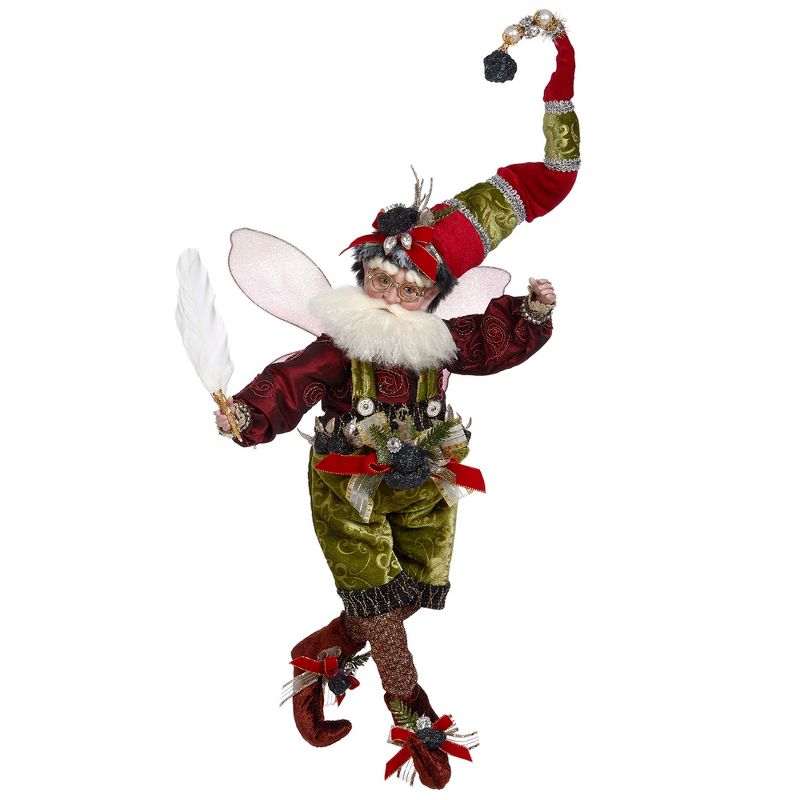 Mark Roberts Products Mark Roberts Coal Stocking Christmas Fairy Green and Red, Medium 15"