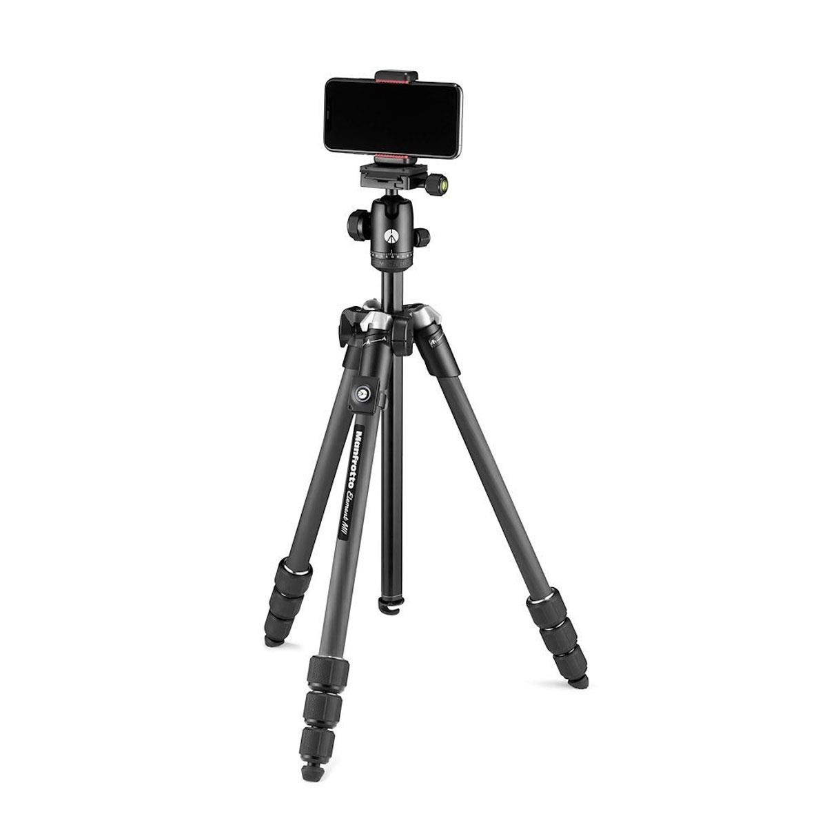 Manfrotto Element MII Mobile Bluetooth Carbon Fiber Traveler Tripod, Black
