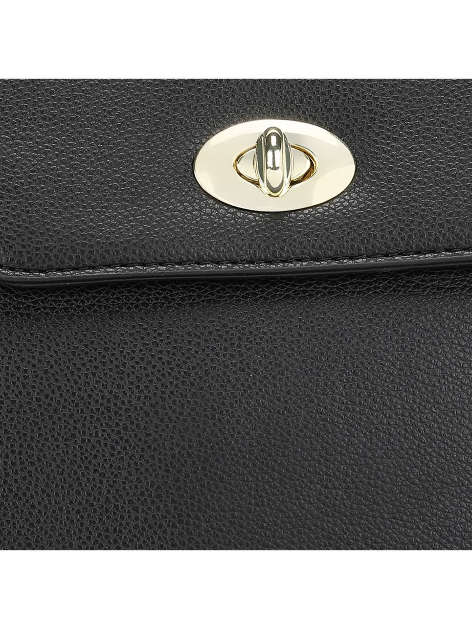 Tyra Lillian Black Solid Faux Leather Satchel Handbag