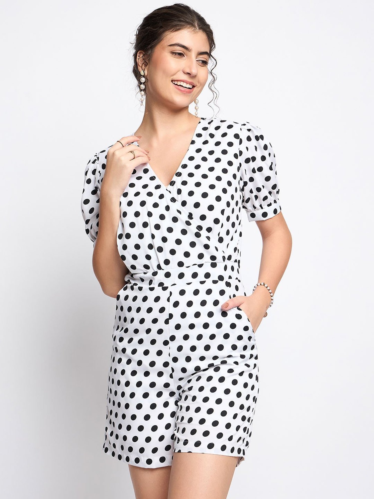 BRINNS White Polka Dot Playsuit