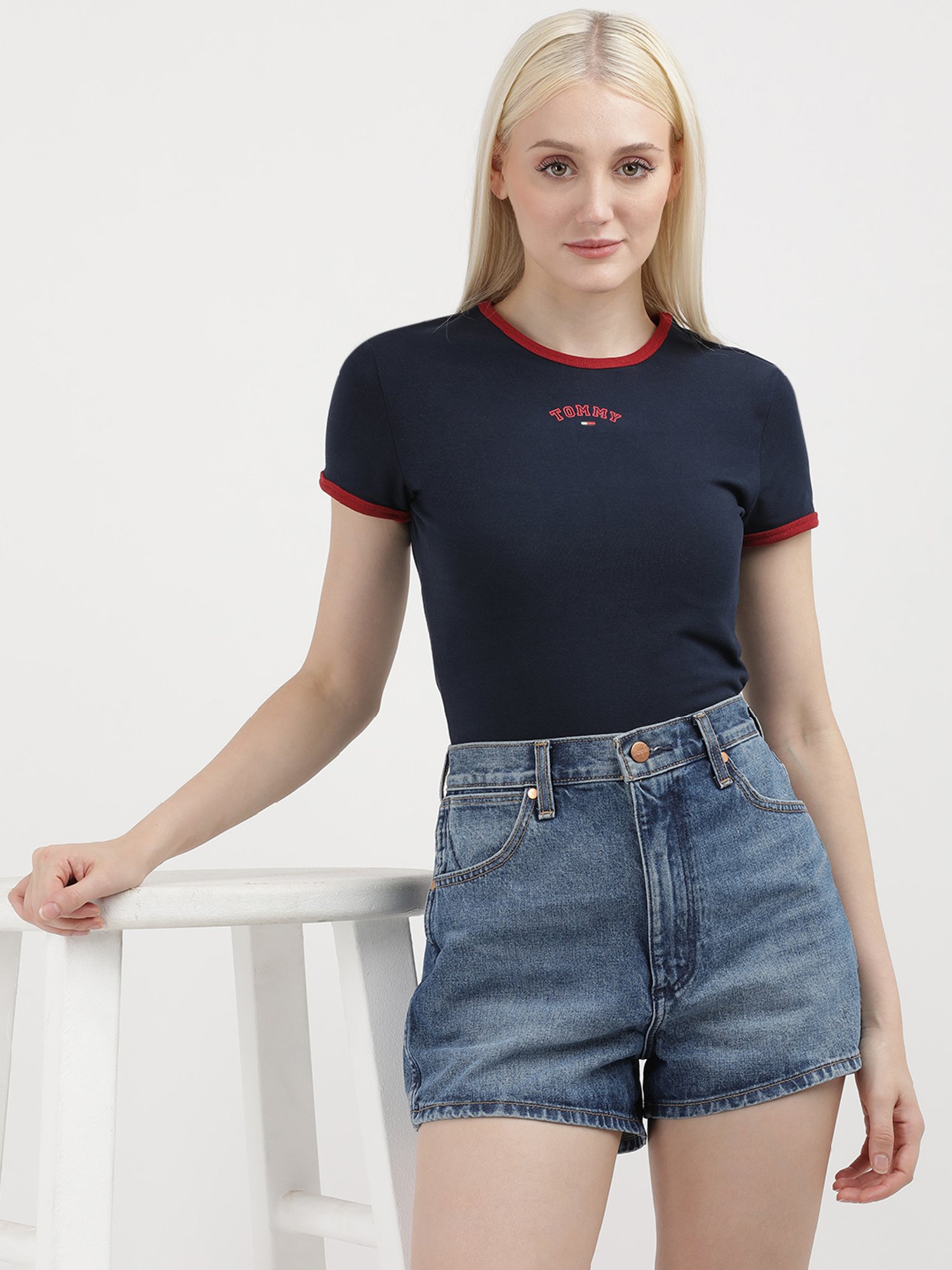 TOMMY HILFIGER Navy Cotton Logo Print T-Shirt