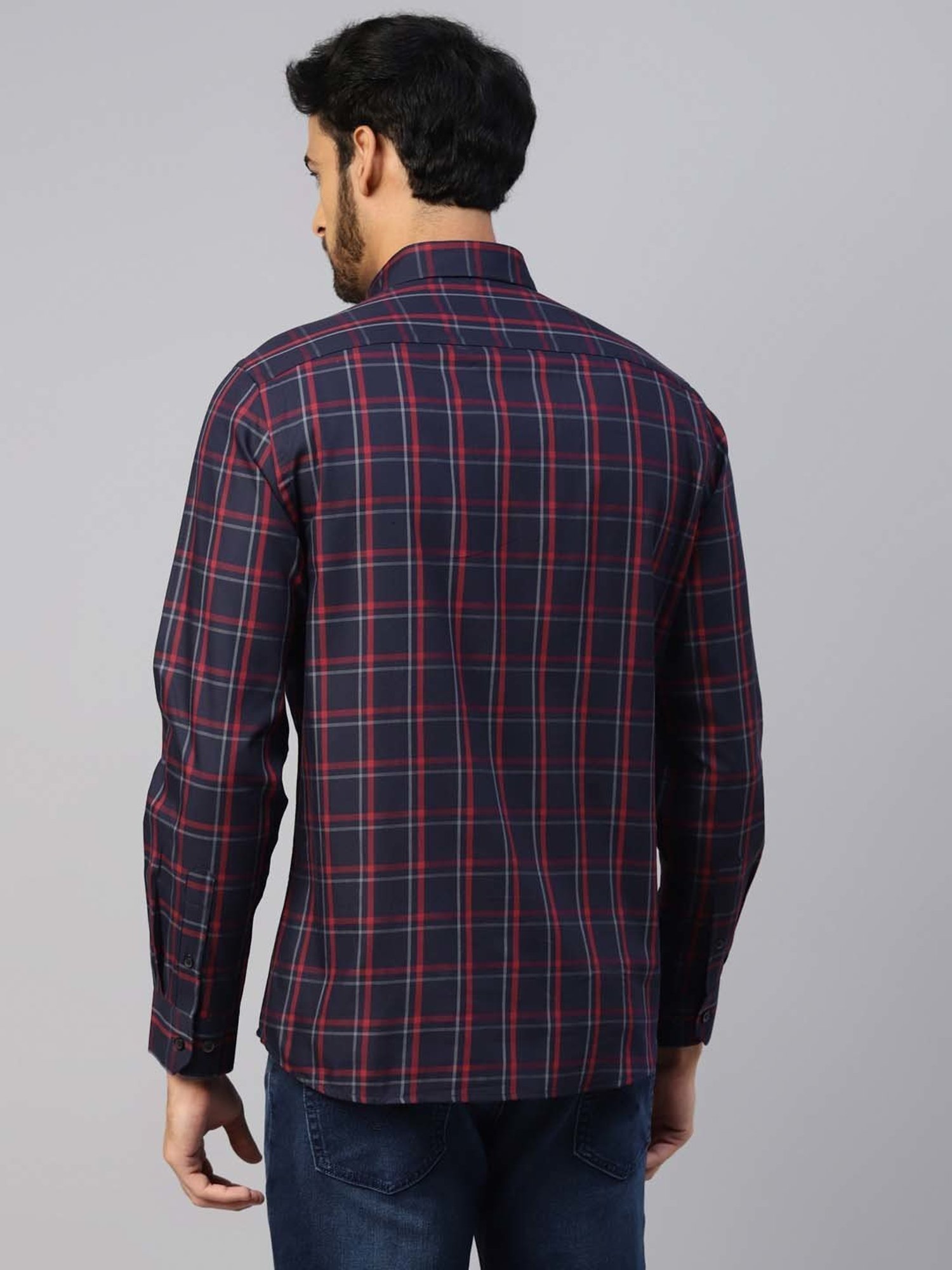 Don Vino Navy Regular Fit Check Shirt
