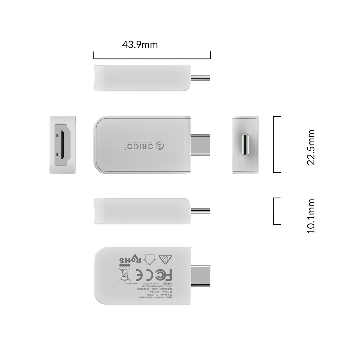 ORICO USB C to HDMI Adapter 4K60Hz USB 3.1 Type-C to HDMI Converter  for Macbook, MacBook Pro, Chromebook Pixel, Samsung Galaxy S8/S8+/S9, Dell XPS 13 and More White