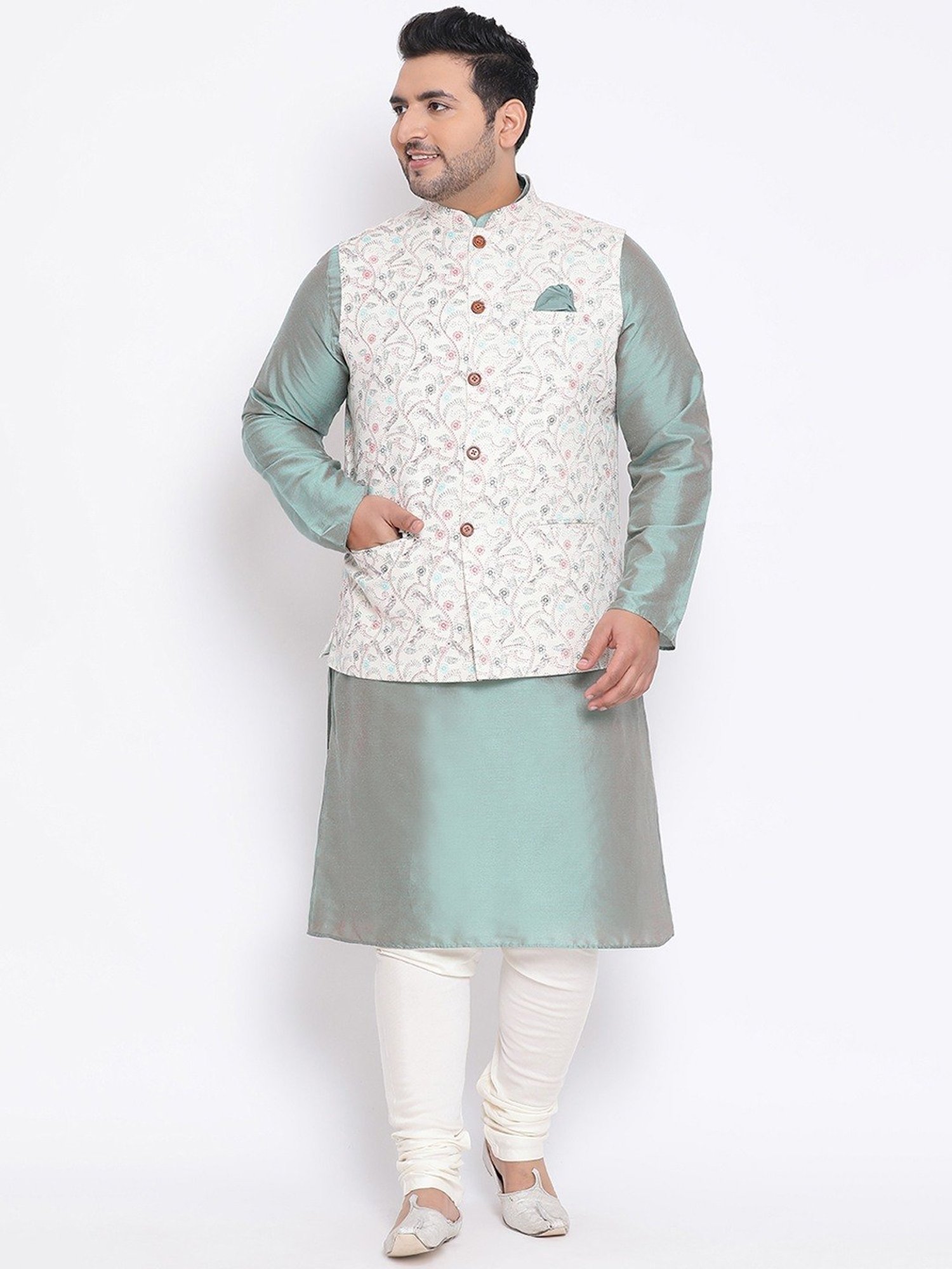 Sanwara Sea Green & White Cotton Regular Fit Chikankari Kurta Bottom Set