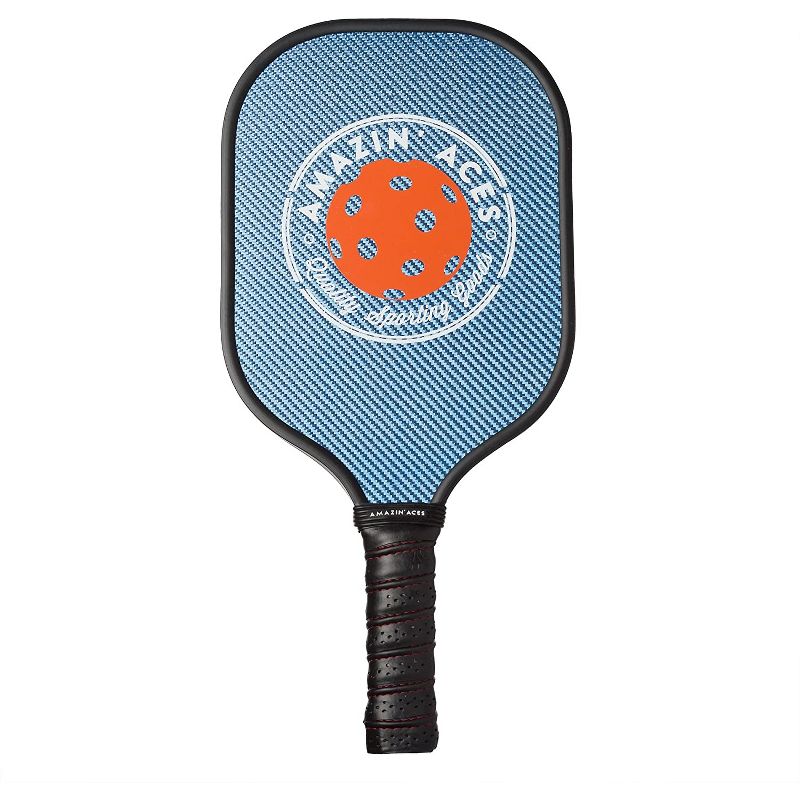 Amazin Aces Classic Pickleball Set with 2 Graphite Face Paddles, 4 Balls, and Carry Bag, Blue & Pink