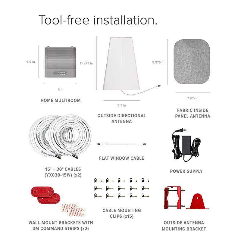 Home MultiRoom (470144) Cell Phone Signal Booster Kit | Up to 5,000 sq ft | All U.S. Carriers - Verizon, AT&T, T-Mobile, Sprint & More | FCC Approved