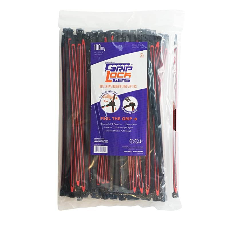 Releasable ReUsable Zip Ties Industrial Grade Extra Grip Rubber Lined Durable 12 Inches Long 100 Red