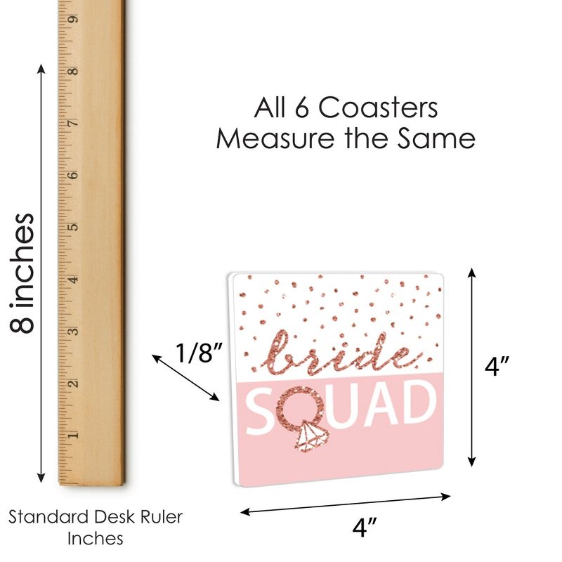 Big Dot of Happiness Bride Squad - Funny Rose Gold Bridal Shower or Bachelorette Party Decorations - Drink Coasters - Set of 6