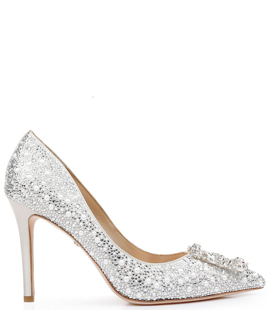 Badgley Mischka Cher II Pearl and Crystal Detail Pumps