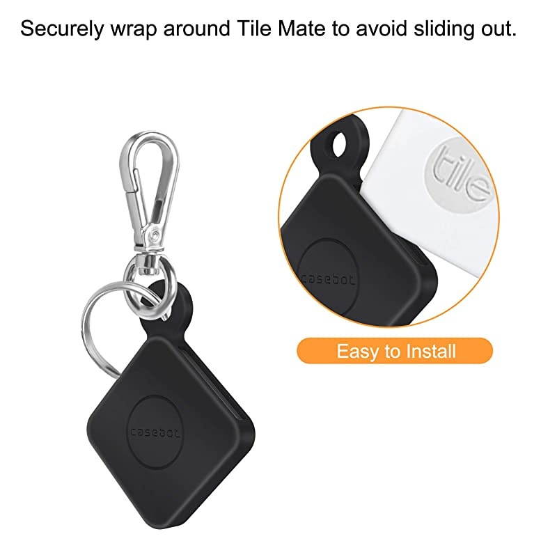 2 Pack  Silicone Case with Carabiner Keychain for Tile Mate 2020 amp 2018 AntiScratch Lightweight Soft Protective Sleeve Skin Cover Black