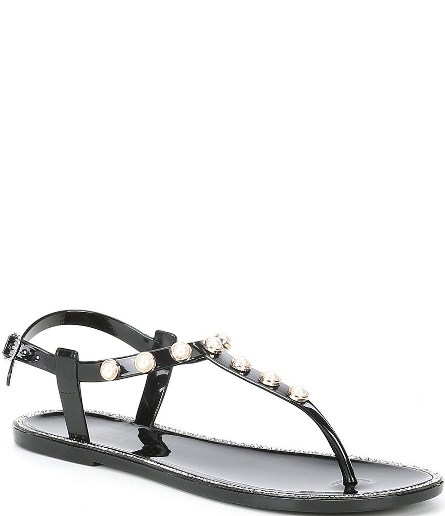 Carvela Kanga Faux Pearl Embellished Detail Jelly Thong Sandals
