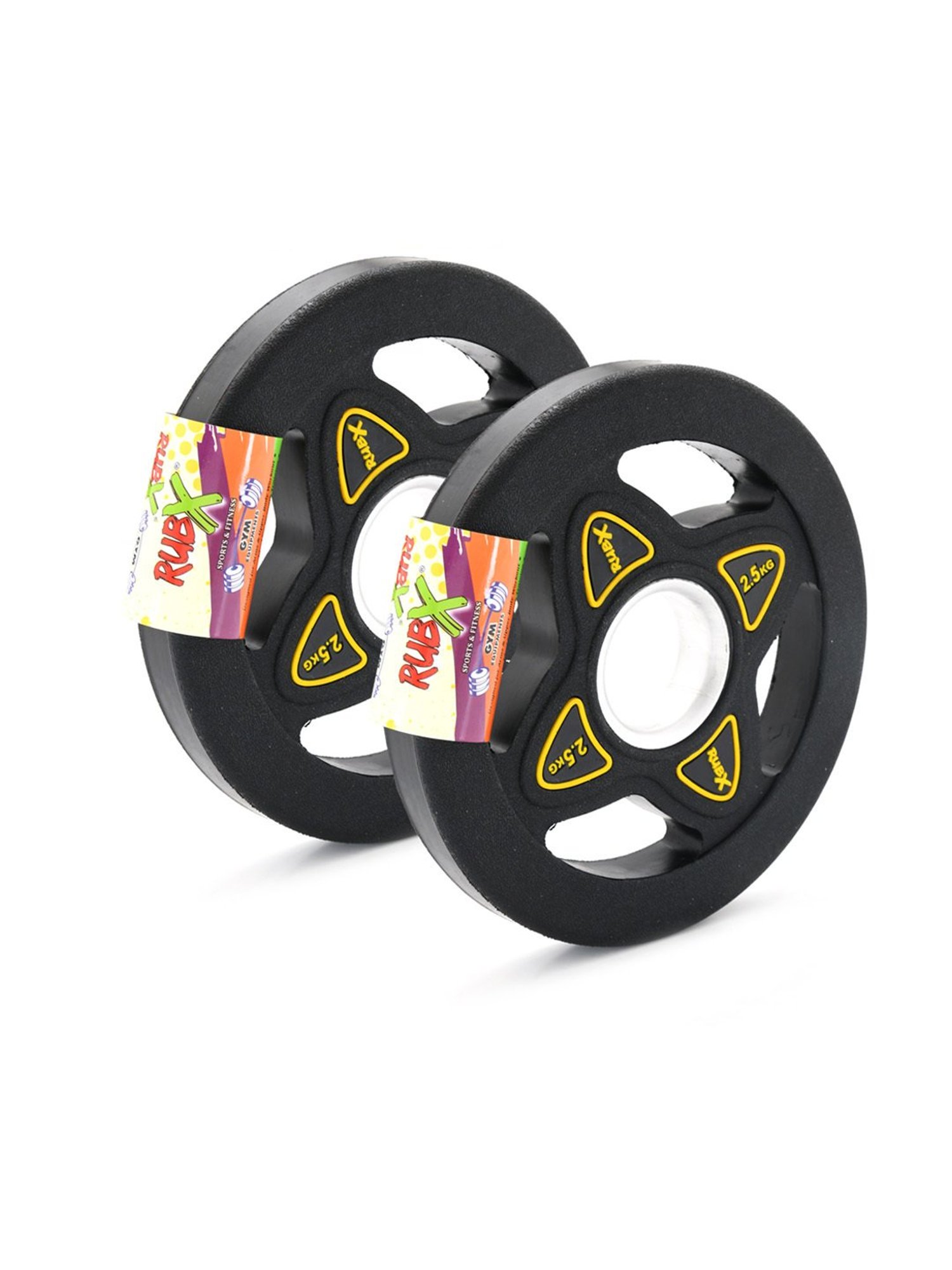 RUBX Rubber Coated Solid Weight Plate| (31 MM Home Gym Weight Plates, 2.5 Kg x 2pc (Total = 5 kg))