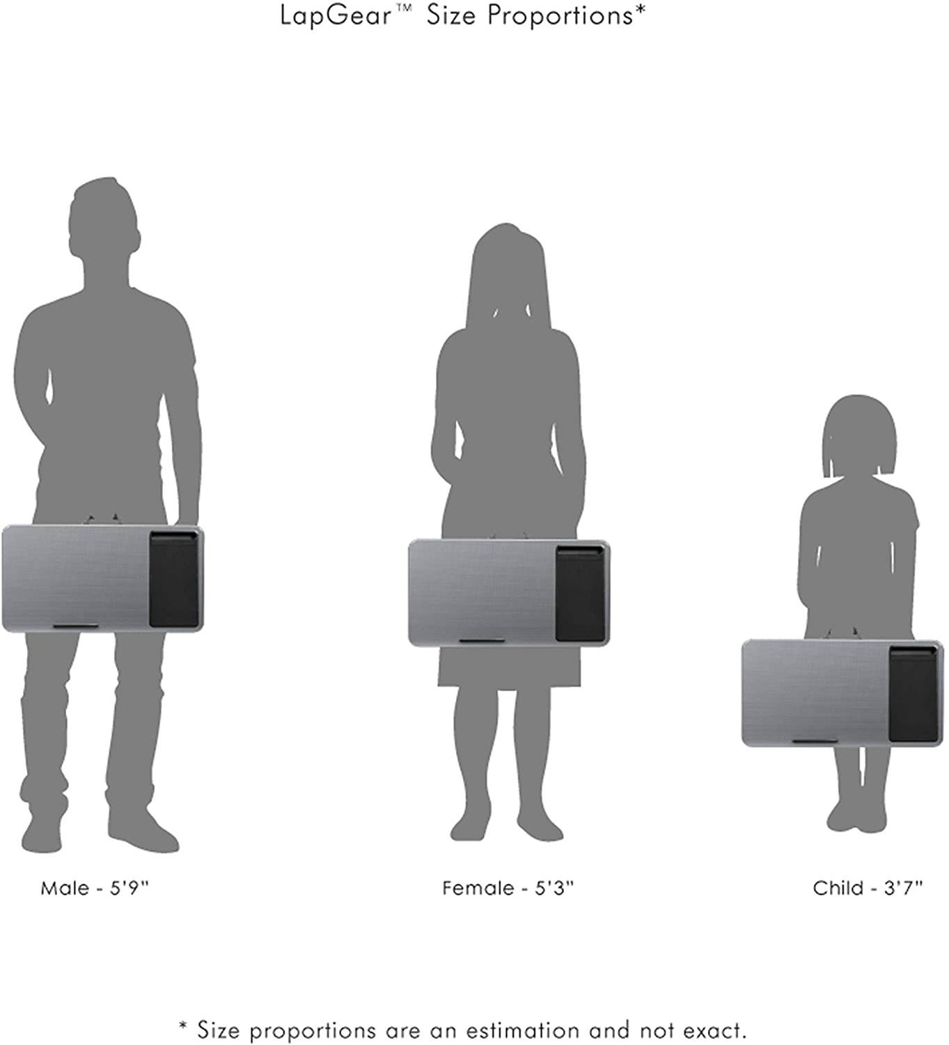 LapGear Home Office Lap Desk with Device Ledge, Mouse Pad, and Phone Holder - Silver Carbon - Fits Up to 15.6 Inch Laptops - Style No. 91585