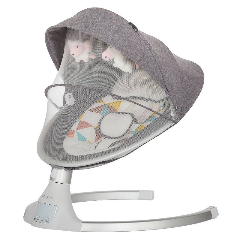 Dream On Me Zazu Cradling Swing - Gray & Pink