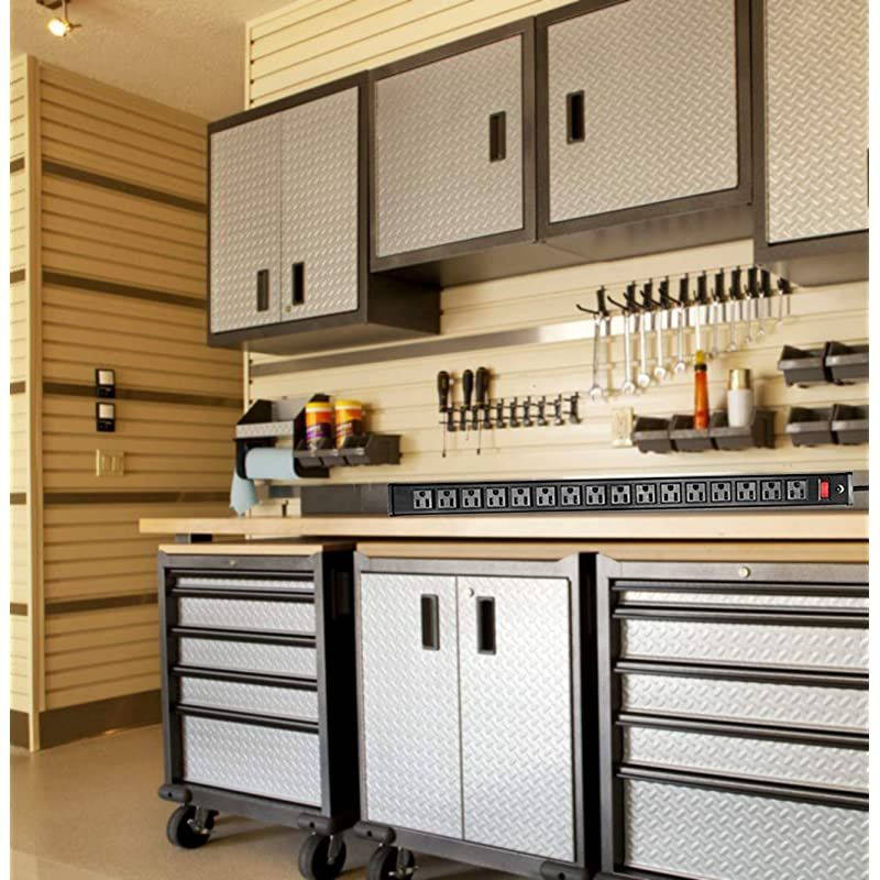 Protector Power Strip 16Outlet ETL Certified Heavy Duty Metal Power Socket with Circuit Breaker and 15 FT Long Cord for Commercial Industrial School and Home Black