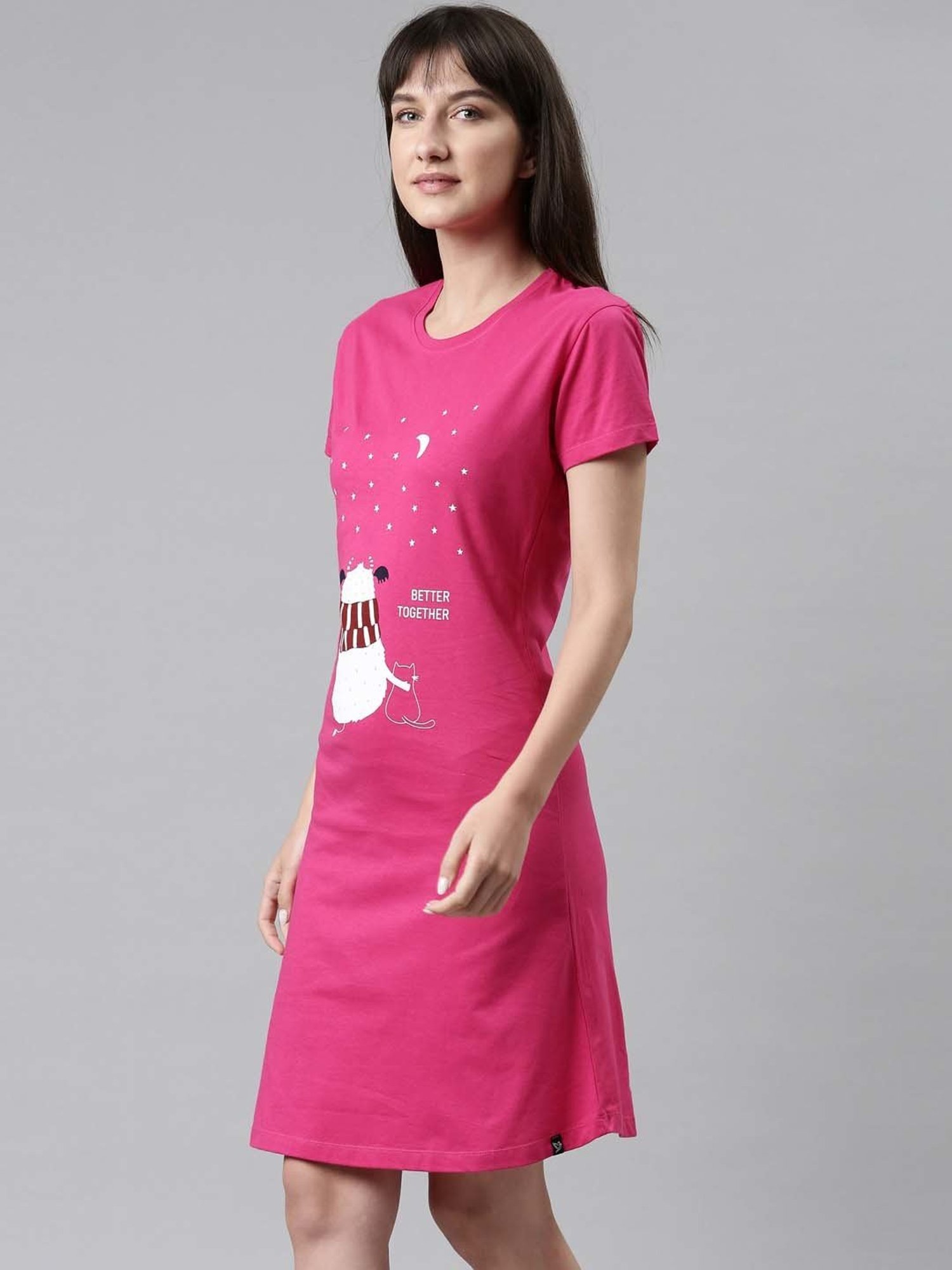 TWIN BIRDS Pink Printed Sleep Tee